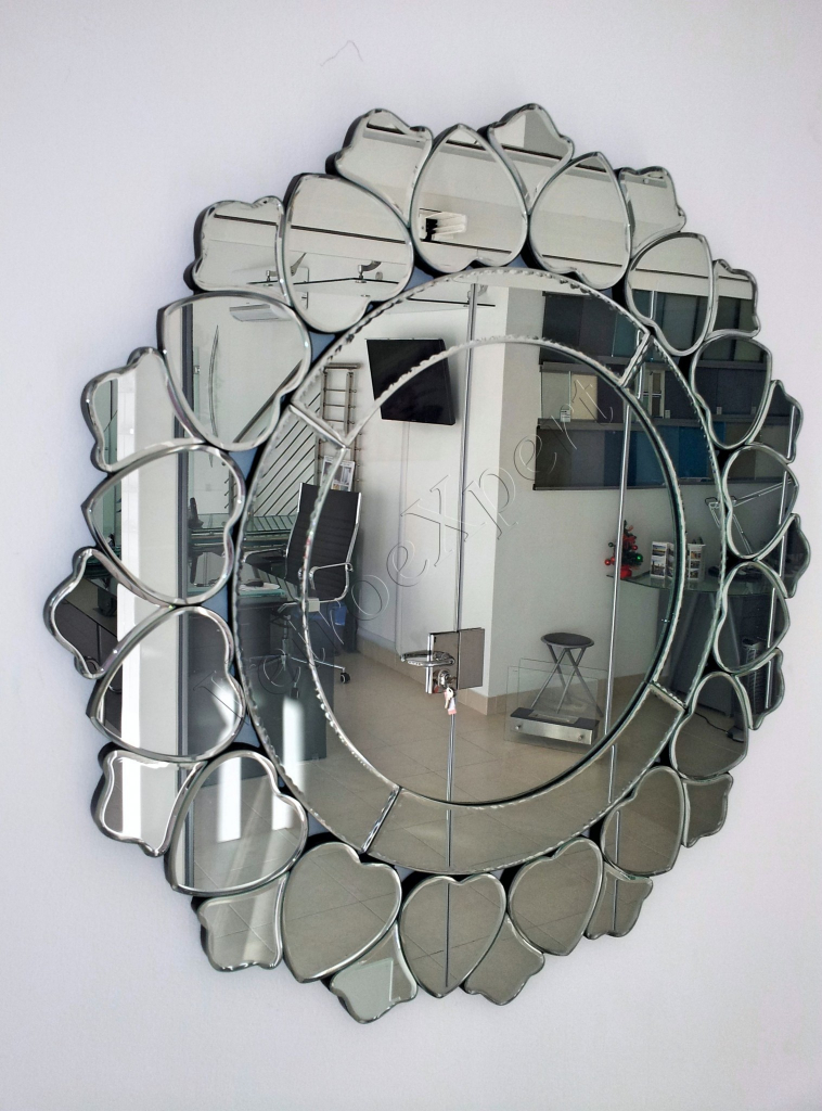 Specchio circolare decorato Roma VetroeXpert Arredo in cristallo