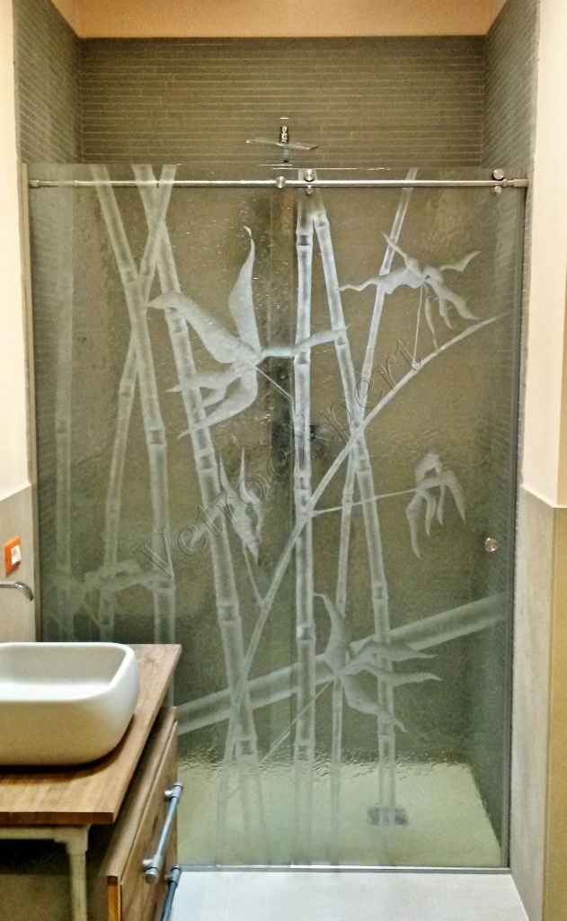 Box doccia con vetro decorato Roma VetroeXpert Box doccia in cristallo temperato su misura 1