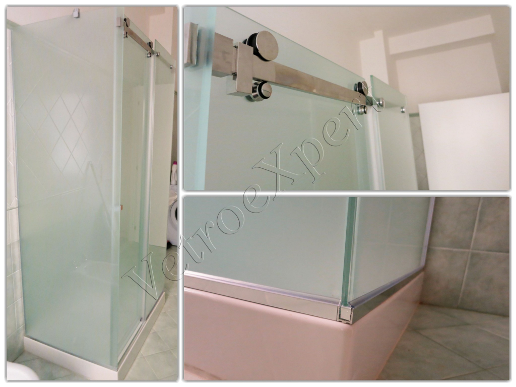 Vista laterale Box doccia con ante scorrevoli Roma VetroeXpert Box doccia in cristallo temperato su misura 1